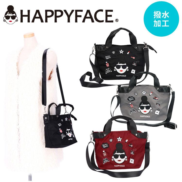 ショルダーバッグ HAPPY FACE EMMA 2way 刺繍 多機能 撥水加工 ショルダーバッグ HAPPY FACE EMMA 2way 刺繍 多機能 撥水加工