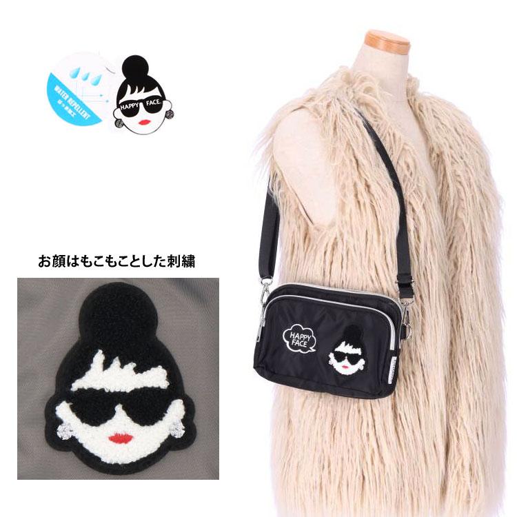 ショルダーバッグ HAPPY FACE EMMA 相良刺繍 お顔 サングラス LADY 撥