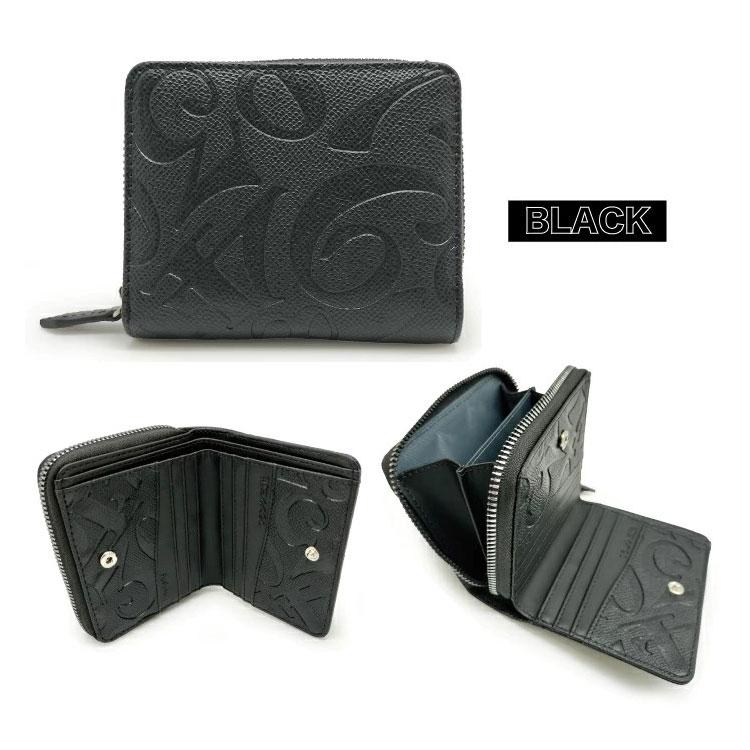 フランク三浦 二つ折り財布 ラウンドファスナー 合皮 財布 単色