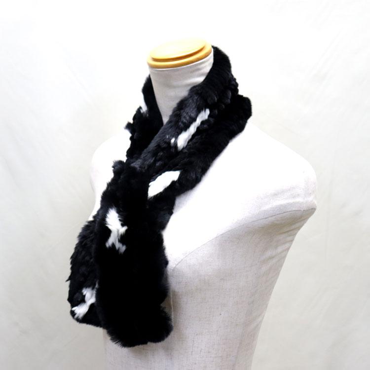 ラビット ファー マフラー ティペット ブラック ホワイト レディース