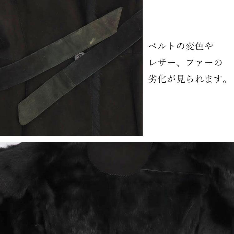 【訳あり】 ジャケット Wフェイス レザー ラビットファー Mサイズ スタンドカラー ブラック 送料無料 レディース ギフト プレゼントの画像