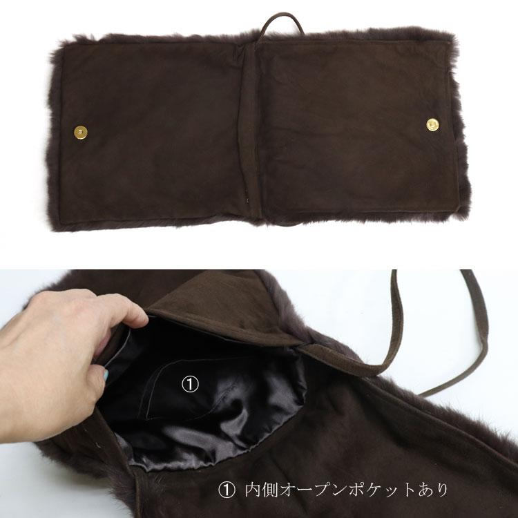 ラビット ファー ショルダーバッグ メッセンジャー バッグ 斜め掛け ブラウン レディース ギフト プレゼントの画像