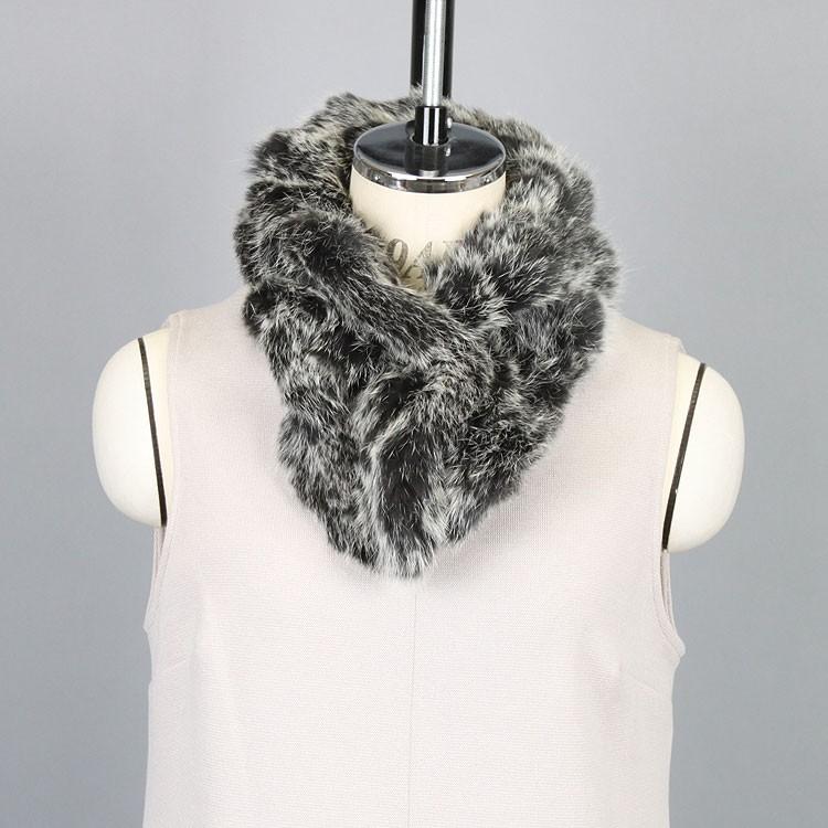 ラビット ファー 編み込み マフラー クリップ付 : エルベートブルー  