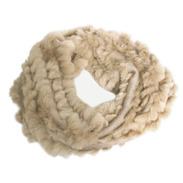 スヌード ファー ラビット マフラー ニット 編込み ネックウォーマー