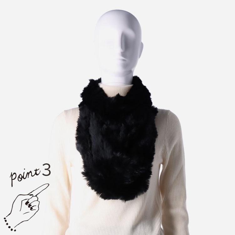 ラビット ファー スヌード フード付き 3WAY マフラー リアルファー