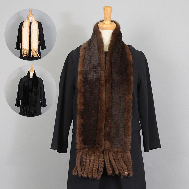 ラビット ・ ミンク ファー マフラー フリンジ付 : rbmk01 : エル  