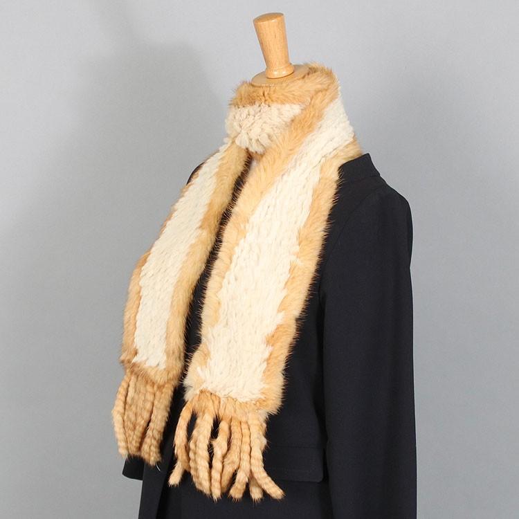 ラビット ・ ミンク ファー マフラー フリンジ付 : rbmk01 : エル  