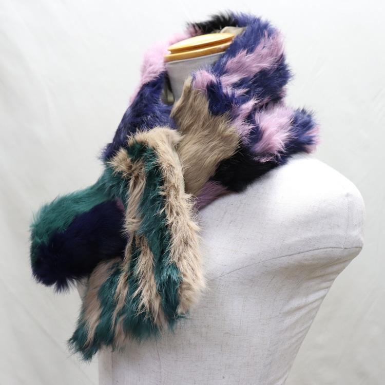 マルチカラーファーマフラー ラビット ファー マフラー マルチカラー レディース ギフト プレゼント