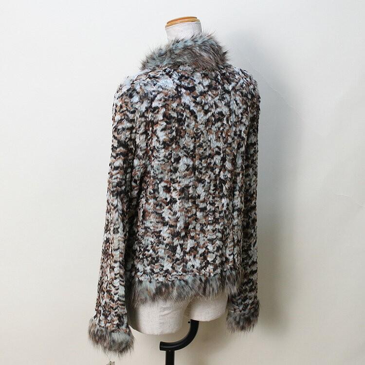 フォックス トリミング シェアード ラビット ファー ジャケット マルチカラー レディースの画像