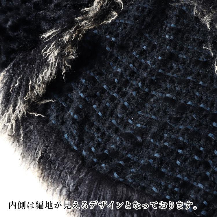 チベットラム トリミング ラビット ファー ジャケット ブラック 