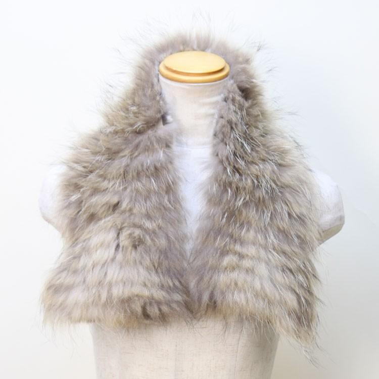 ラクーン ・ ラビット ファー マフラー ナチュラルカラー レディース  