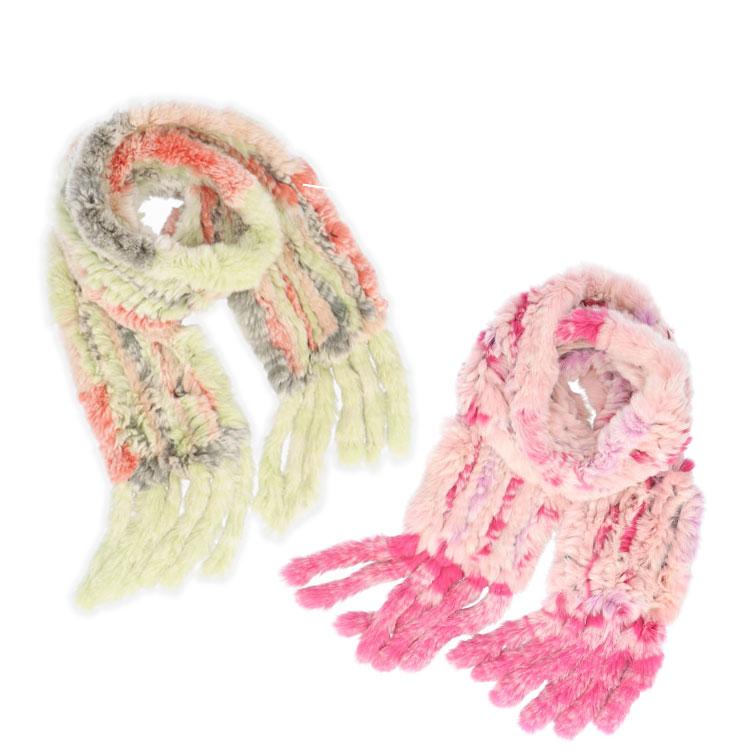 レッキスラビット ファー マフラー マルチカラー レディース ギフト