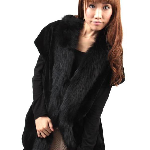 フォックストリミング レッキスラビット ファーベスト ブラック : エル