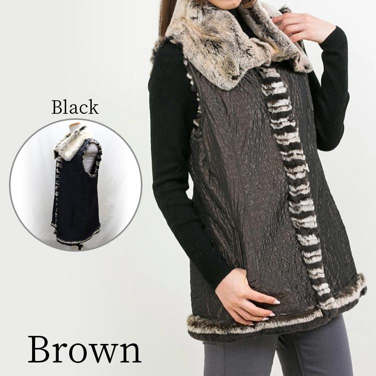 レッキスラビット ファー ・ ポリエステル リバーシブル ベスト