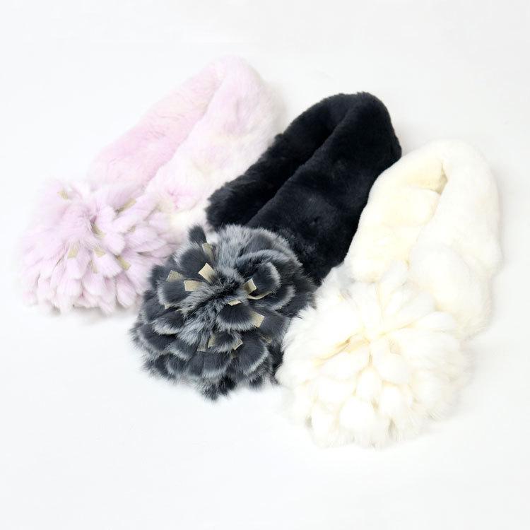 レッキスラビット ファー フラワー マフラー チョーカー レディース  