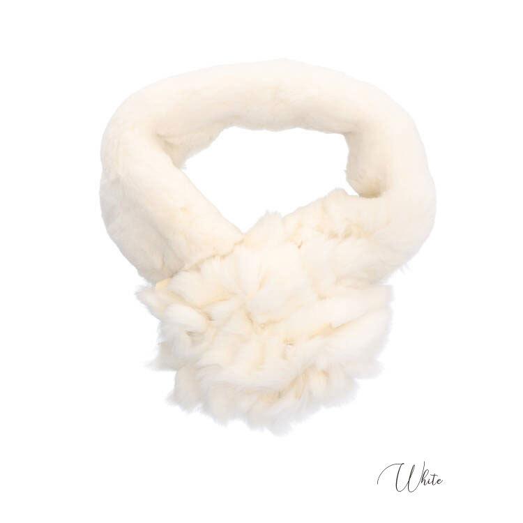 レッキスラビット ファー フラワー マフラー チョーカー レディース  