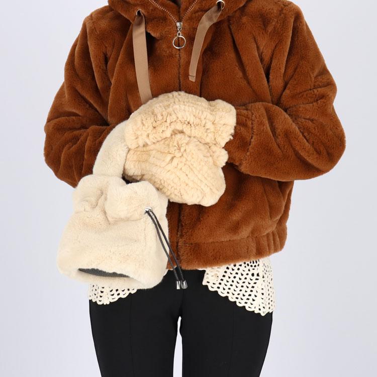 レッキスラビット ファー ミトン グローブ 手袋 アームウォーマー 指