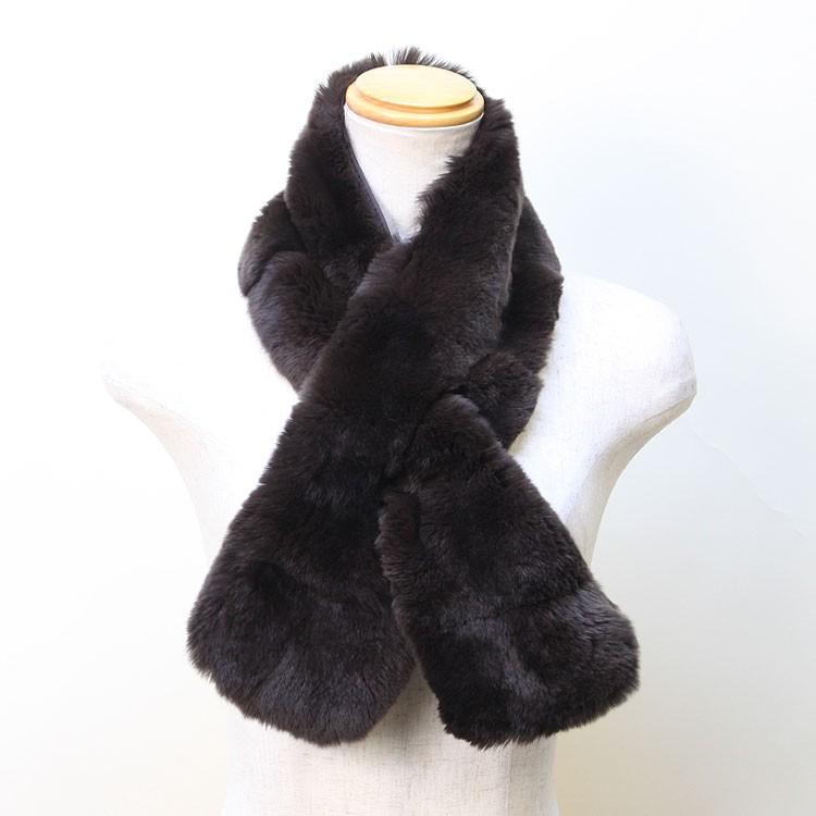 レッキスラビット ファー マフラー ダークブラウン レディース  