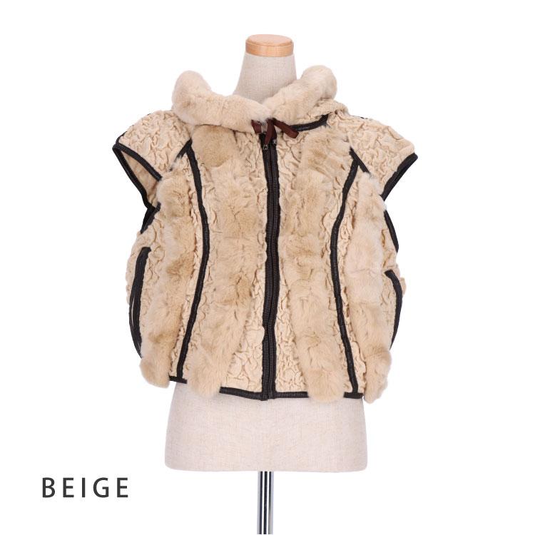 レッキスラビット ファー ベスト フード付 : エルベートブルーレーベル