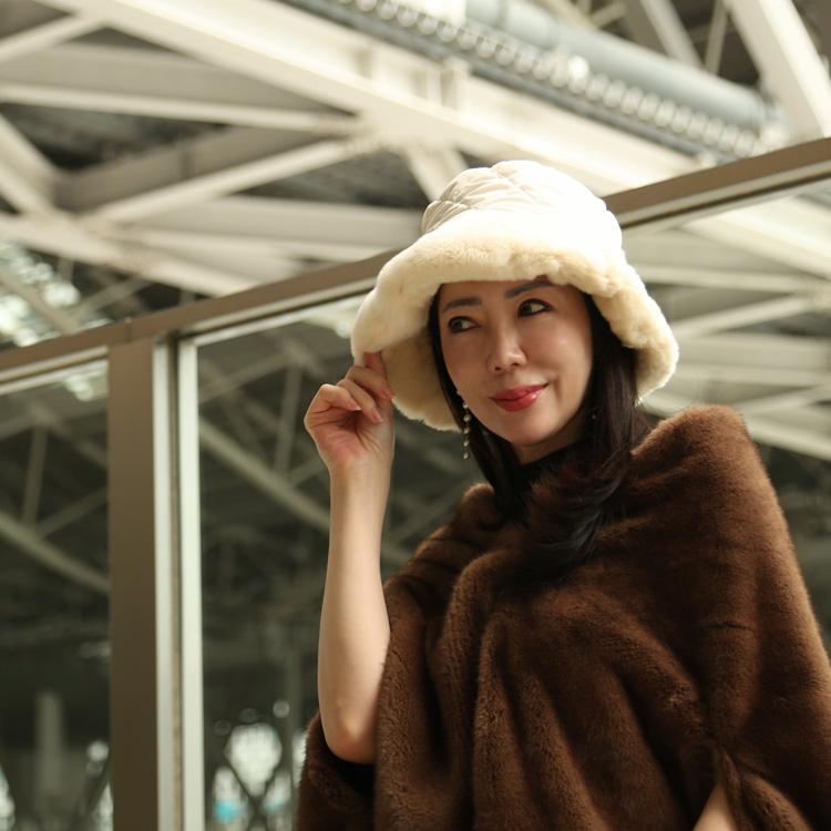 レッキスラビット ファー バケットハット 帽子 キルティング 異素材