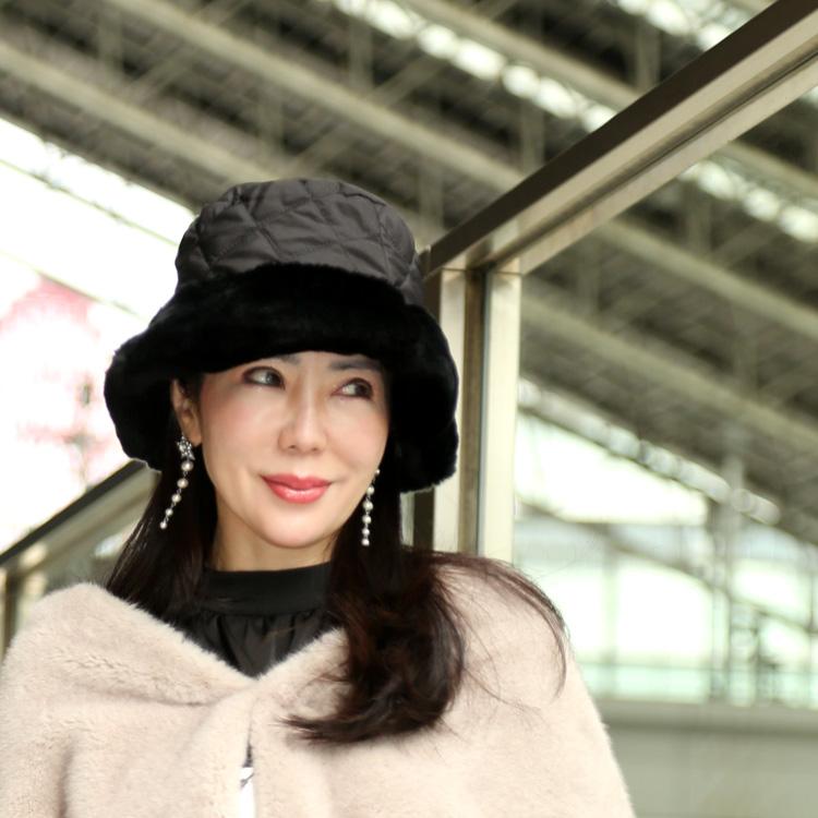 レッキスラビット ファー バケットハット 帽子 キルティング 異素材