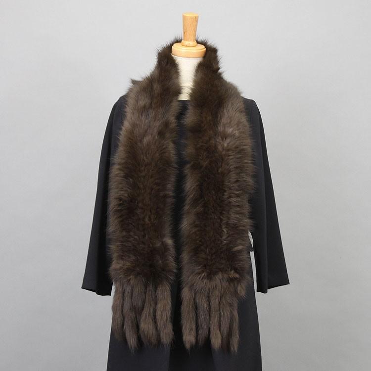 ロシアンセーブル ファーマフラー ロングマフラー ストール ブラウン