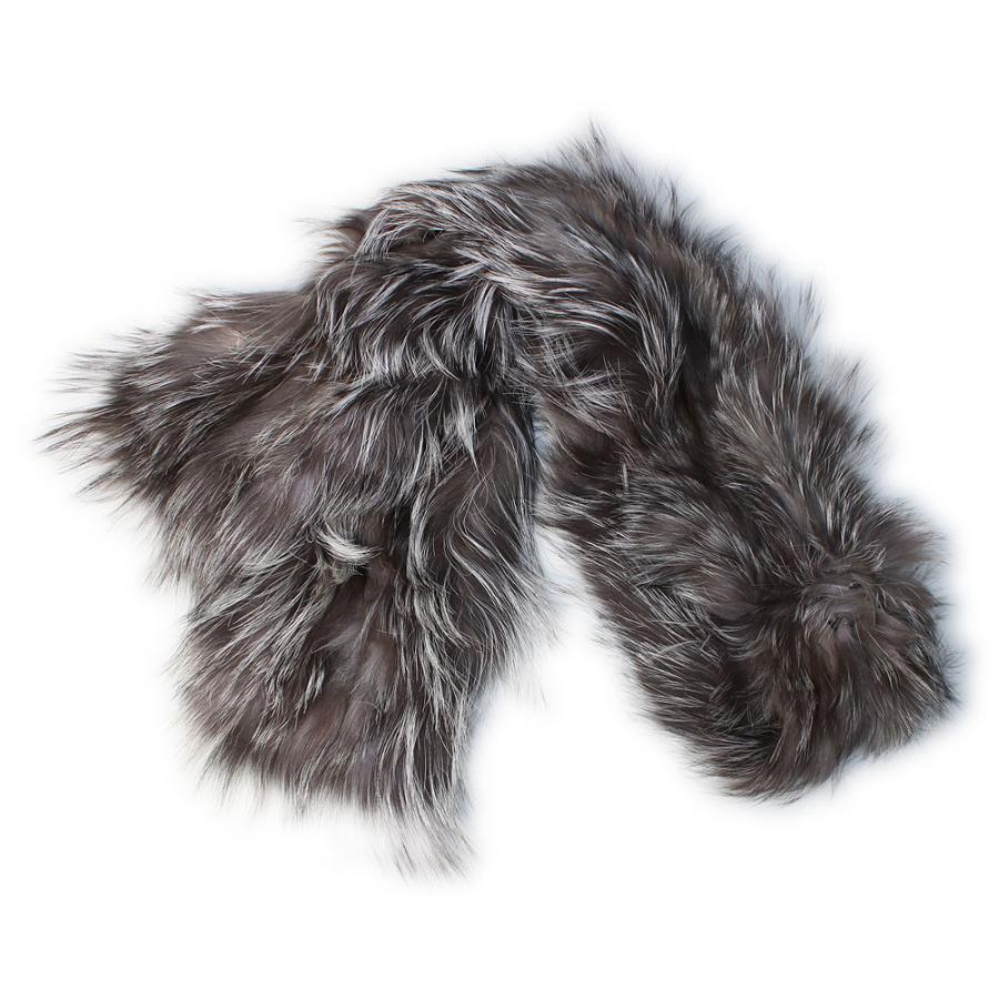 【新品 ファーマフラー】シルバーフォックス【ナチュラル】 シルバーフォックス ファー マフラー ロング ストレート 日本製 SAGA