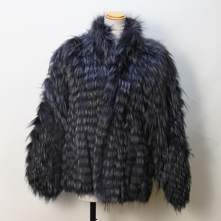 シルバーフォックス ・ ブルーフォックス ファー ジャケット グレー 柄 
