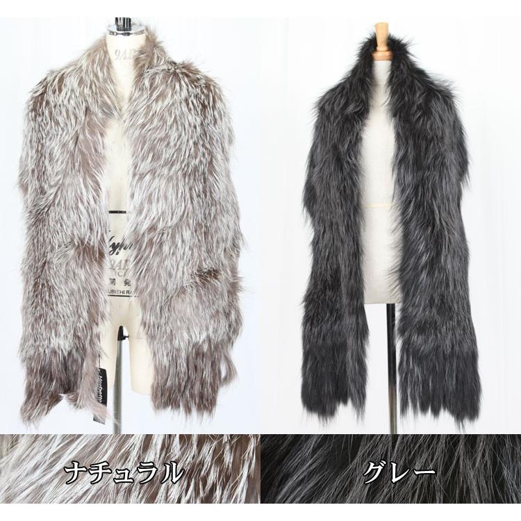シルバーフォックス 編み込み ロング ファー ストール : エルベート