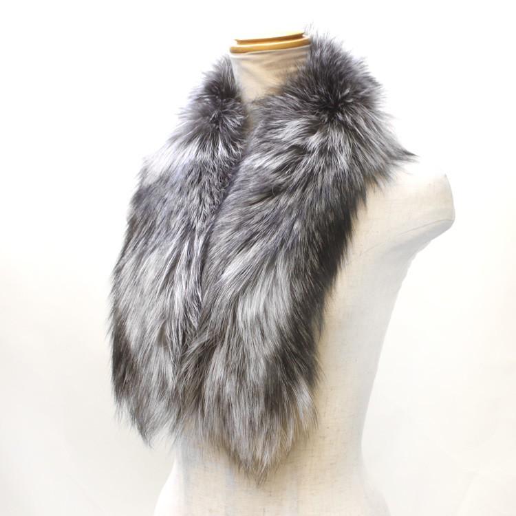 シルバーフォックス ファー マフラー ナチュラル ゴールド レディース