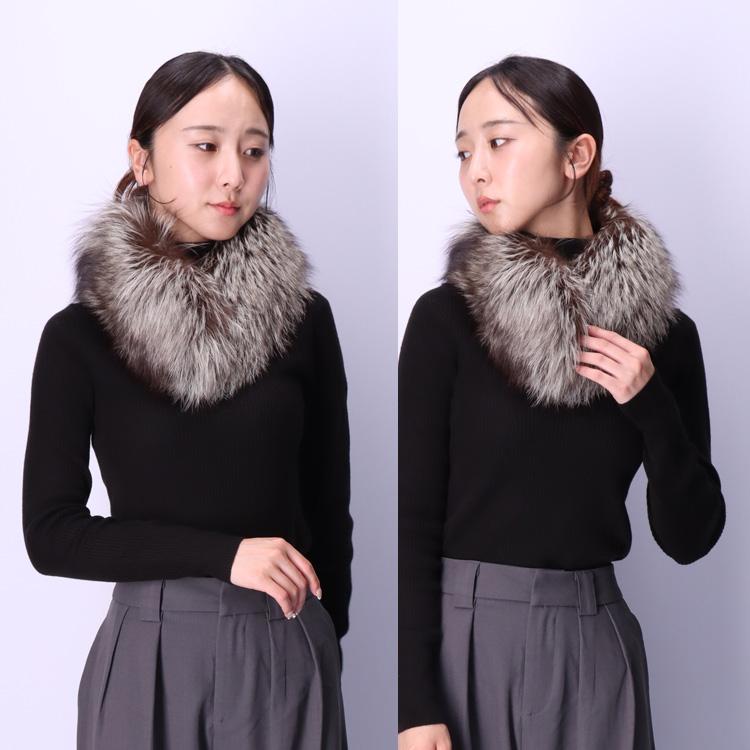マフラー ファー 日本製 SAGA サガ シルバーフォックス ストレート