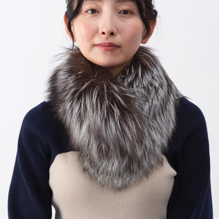 マフラー ファー 日本製 SAGA サガ シルバーフォックス ストレート