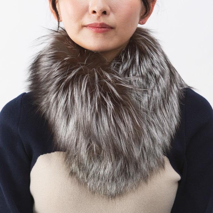 マフラー ファー 日本製 SAGA サガ シルバーフォックス ストレート