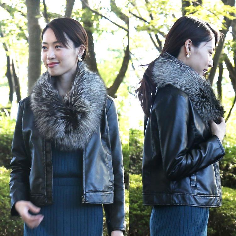 シルバーフォックス ファー マフラー ロング ストレート 日本製 SAGA