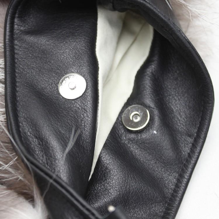 シルバーフォックス ファー ショルダーバッグ ポシェット 本革 牛革