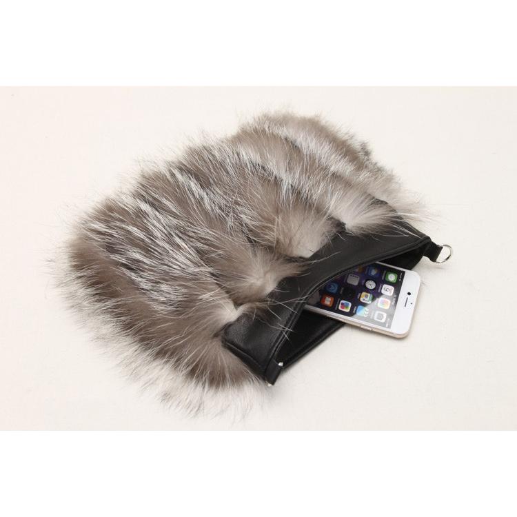 ヴィンテージ　シルバーフォックス頭付き　ショルダーバック　珍品　毛皮 シルバーフォックス ファー ショルダーバッグ ポシェット 本革