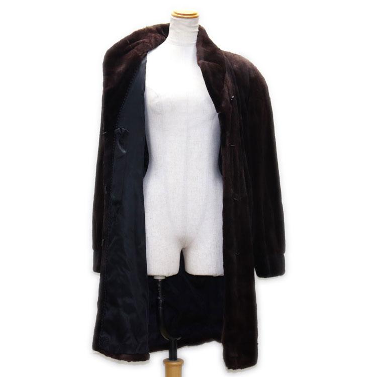 シェアード ミンク ファー コート ダークブラウン : エルベート