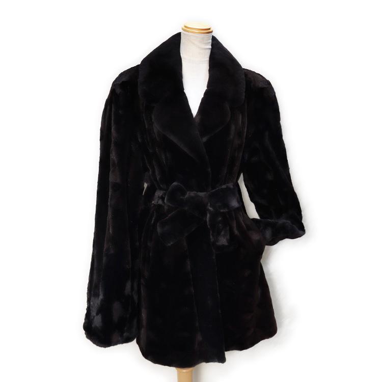 美品✨ EMBA ミンク ファーコート シェアード ブラック レディース 美品✨ EMBA ミンク ファーコート シェアード ブラック