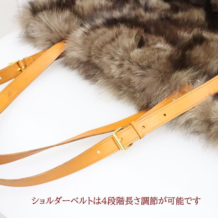 トート バッグ ギリシャからの逸品 ビッグサイズ フォックス ファー 大容量 A3対応 高級 通勤バッグ 日本製 栃木レザーの画像