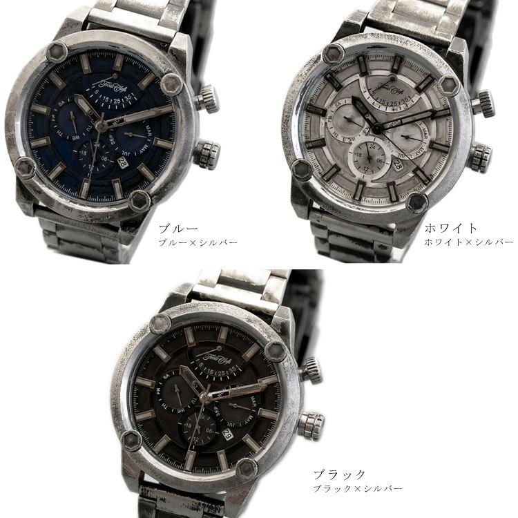 Trois Clefs トワクレ 腕時計 メタル ウェザリング ダメージ加工 時計 メンズ レディース アナログ 日付 防水 ギフト プレゼント MIYOTA リストウォッチの画像