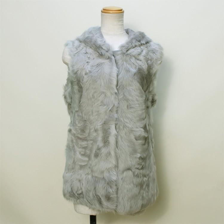 チキャンラム ファー ベスト フード付