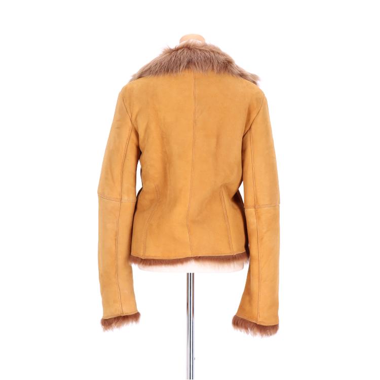 トスカーナラム Wフェイス ファー ジャケット ブラック ブラウン