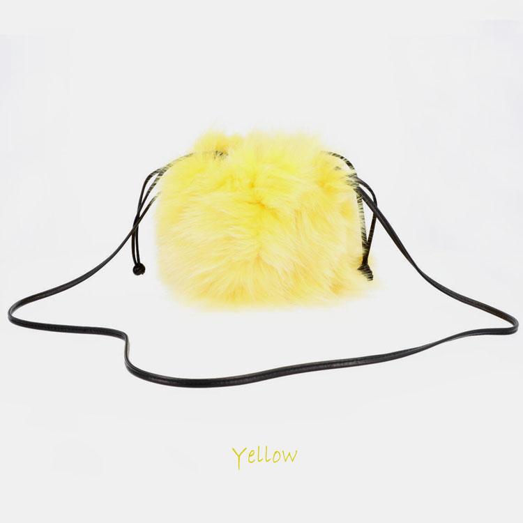 ファーバッグ フォックス リアルファー 牛革 バッグ 巾着 BAG 