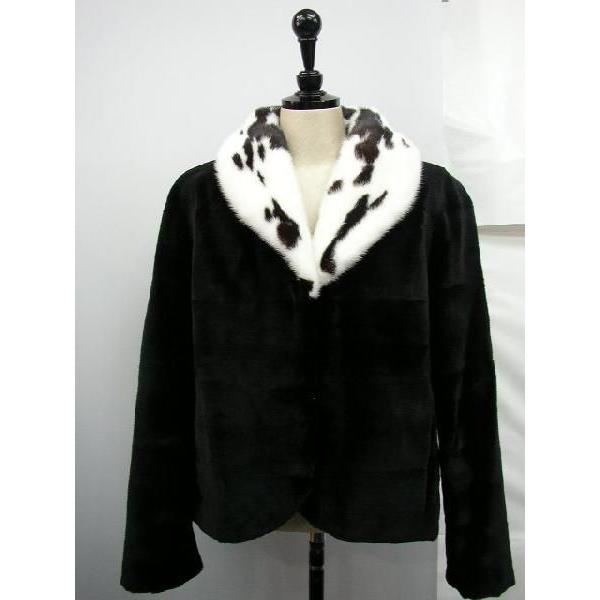 ミンク ファー 襟 ウィーゼル ジャケット ブラック : エルベートブルー