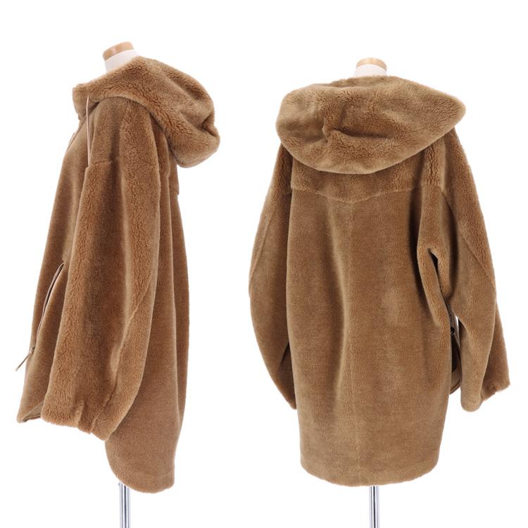 ボアパーカー ブラウン フード付き ハーフジップ ボアフリースパーカー