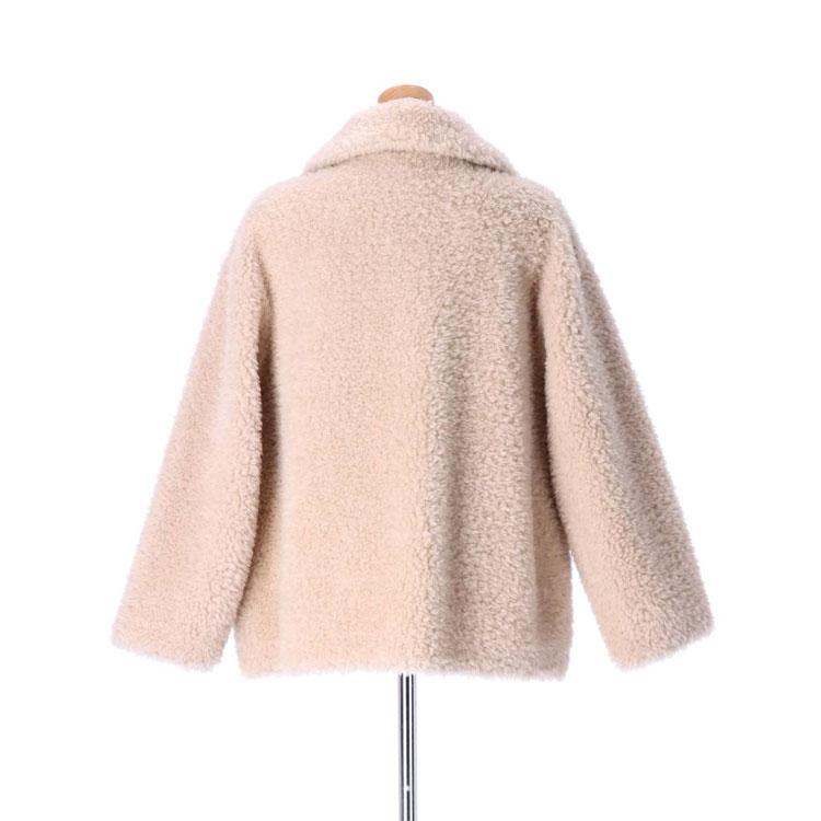 ウール ボア ジャケット ショートコート Mサイズ ベージュ 前開き