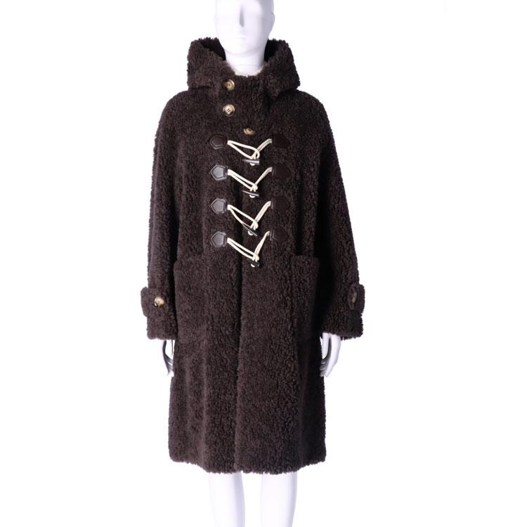 ウール ダッフルコート フード付き ウール ダッフルコート フード付き ロング丈 ブラウン レディース