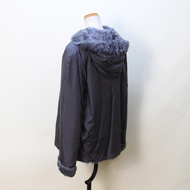 チキャンラム リバーシブル ファー ジャケット グレー レディースの画像