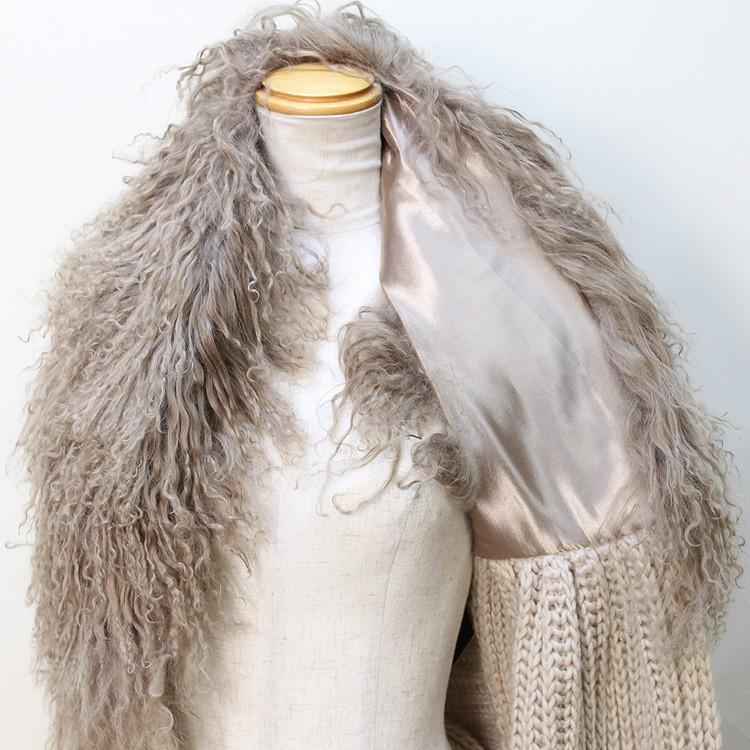 チベットラム ファー アクリル・ウール ストール ベスト : yf1225  