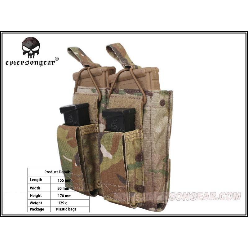 EMERSON 5.56mm&9mm ダブルオープントップマガジンポーチ マルチカム